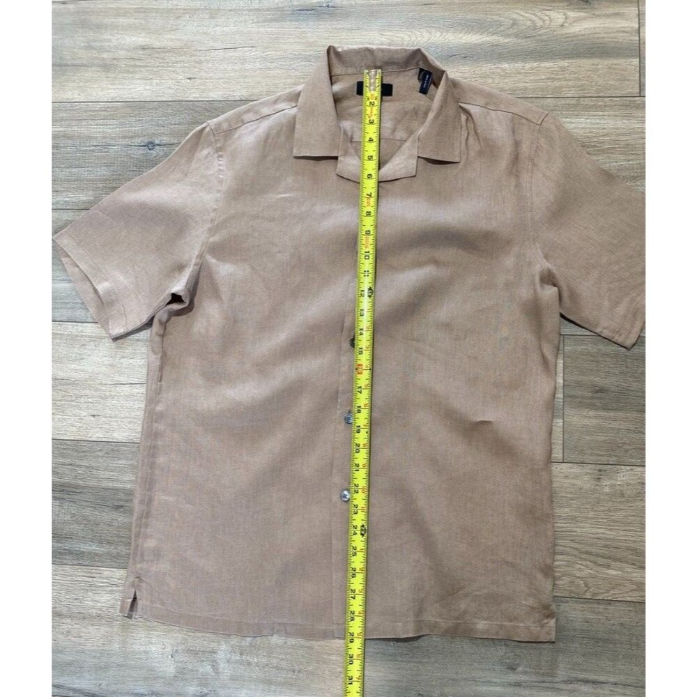 Theory Daze 100% Linen Button Down Shirt Men's M Short Sleeve Blue Camp Collar - Picture 5 of 8